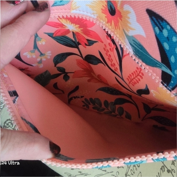 Vera Bradley Drawstring Family Tote Bag paradise bright coral NWT - Picture 8 of 12